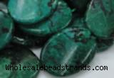 CFA74 15.5 inches 22*30mm twisted oval green chrysanthemum agate beads