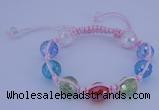 CFB530 12mm faceted round crystal beads adjustable bracelet wholesale