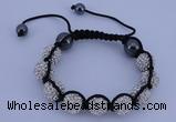 CFB560 12mm round rhinestone with hematite beads adjustable bracelet