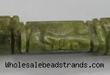 CFG224 15.5 inches 20*38mm carved flat column Korean jade beads