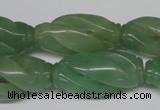 CFG252 15.5 inches 15*30mm carved rice green aventurine beads