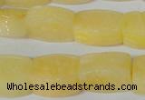 CFG547 15.5 inches 15*20mm carved brick yellow jade beads