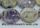 CFJ02 15.5 inches 25mm flat round natural purple flower stone beads