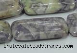 CFJ09 15.5 inches 20*40mm rectangle natural purple flower stone beads