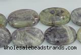 CFJ12 15.5 inches 13*18mm oval natural purple flower stone beads