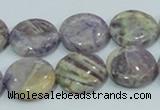 CFJ16 15.5 inches 16mm flat round natural purple flower stone beads