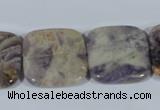 CFJ18 15.5 inches 25*25mm square natural purple flower stone beads