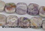 CFJ28 15.5 inches 15*15mm faceted rice natural purple flower stone beads