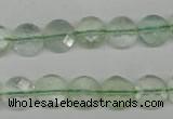 CFL132 15.5 inches 10mm faceted coin green fluorite beads