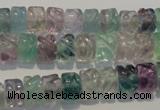 CFL471 15.5 inches 6*8mm carved rondelle natural fluorite beads