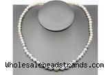 CFN104 potato white freshwater pearl & white howlite necklace, 16 - 24 inches