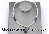 CFN165 baroque white freshwater pearl & dumortierite necklace with pendant