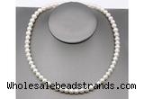 CFN21 7mm - 8mm potato white freshwater pearl necklace, 16 - 54 inches