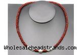 CFN212 4*6mm faceted rondelle red jasper & potato white freshwater pearl necklace