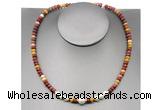 CFN217 4*6mm faceted rondelle mookaite & potato white freshwater pearl necklace
