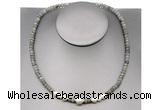 CFN218 4*6mm faceted rondelle labradorite & potato white freshwater pearl necklace