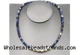 CFN221 4*6mm faceted rondelle sodalite & potato white freshwater pearl necklace
