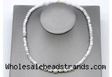 CFN227 4*6mm faceted rondelle white howlite & potato white freshwater pearl necklace