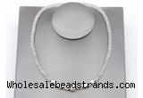 CFN229 4*6mm faceted rondelle rose quartz & potato white freshwater pearl necklace