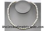 CFN23 8mm - 9mm baroque white freshwater pearl necklace, 16 - 54 inches