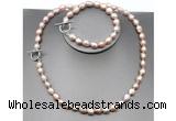 CFN29 8mm - 9mm baroque lavender freshwater pearl jewelry set, 16 - 54 inches