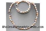 CFN30 8mm - 9mm baroque colorful freshwater pearl jewelry set, 16 - 54 inches