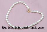 CFN302 16 - 24 inches 9mm - 10mm rice white freshwater pearl necklace