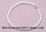 CFN593 Non-knotted 9mm - 10mm potato white freshwater pearl necklace