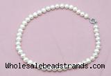 CFN594 Hand -knotted 9mm - 10mm potato white freshwater pearl necklace