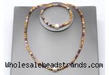 CFN640 4mm faceted round mookaite & potato white freshwater pearl jewelry set