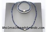CFN643 4mm faceted round sodalite & potato white freshwater pearl jewelry set
