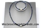 CFN644 4mm faceted round dumortierite & potato white freshwater pearl jewelry set