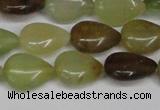 CFW123 15.5 inches 13*18mm flat teardrop flower jade gemstone beads