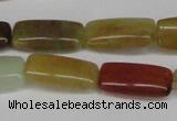 CFW154 15.5 inches 10*20mm rectangle flower jade gemstone beads
