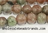 CGA716 15.5 inches 6mm round Chinese red & green garnet beads