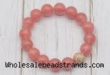 CGB5652 10mm, 12mm cherry quartz beads with zircon ball charm bracelets