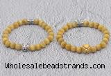 CGB6003 8mm round grade AA golden tiger eye bracelet with lion head for men