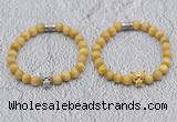 CGB6004 8mm round grade AA golden tiger eye bracelet with leopard head for men