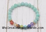 CGB6272 8mm peru amazonite 7 chakra beaded mala stretchy bracelets