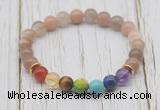CGB6318 8mm rainbow moonstone 7 chakra beaded mala stretchy bracelets