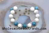CGB6752 Hand-knotted 10mm round white howlite & apatite adjustable bracelets