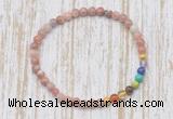 CGB7056 7 chakra 4mm red plum blossom jade beaded meditation yoga bracelets