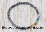 CGB7060 7 chakra 4mm snowflake obsidian beaded meditation yoga bracelets
