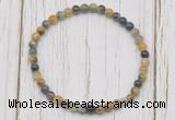 CGB7201 4mm tiny golden & blue tiger eye beaded meditation yoga bracelets