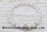 CGB7435 8mm matte Tibetan agate bracelet with skull for men or women
