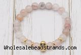 CGB7496 8mm pink quartz bracelet with skull for men or women