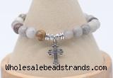 CGB7857 8mm bamboo leaf agate bead with luckly charm bracelets