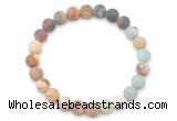 CGB8081 8mm matte amazonite, picture jasper & picasso jasper beaded stretchy bracelets