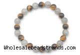 CGB8088 8mm matte yellow tiger eye & labradorite beaded stretchy bracelets