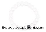 CGB8089 8mm matte white crystal & matte black agate beaded stretchy bracelets